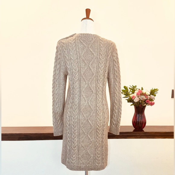 🌹Polo by Ralph Lauren Cableknit Midi-Length Sweater Dress, Size XL, Oatmeal - Picture 3 of 5